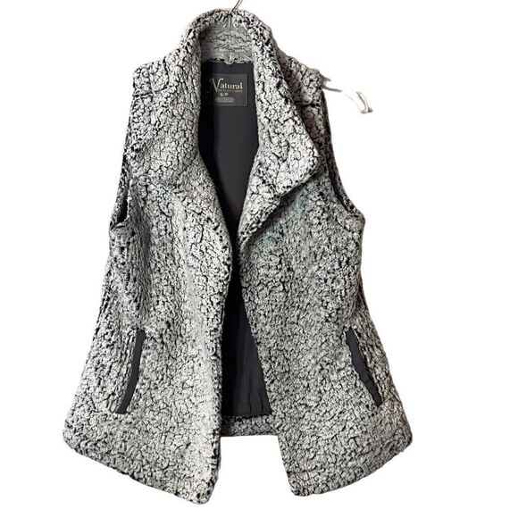 Natural Reflections Sherpa Open Vest Gray Women's Size S - Picture 1 of 5